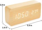 Lesena digitalna ura, budilka s prikazom časa/datuma/temperature. - slika 3