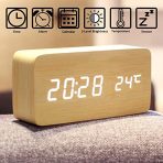 Lesena digitalna ura, budilka s prikazom časa/datuma/temperature. - slika 2