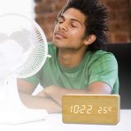 Lesena digitalna ura, budilka s prikazom časa/datuma/temperature. - slika 6