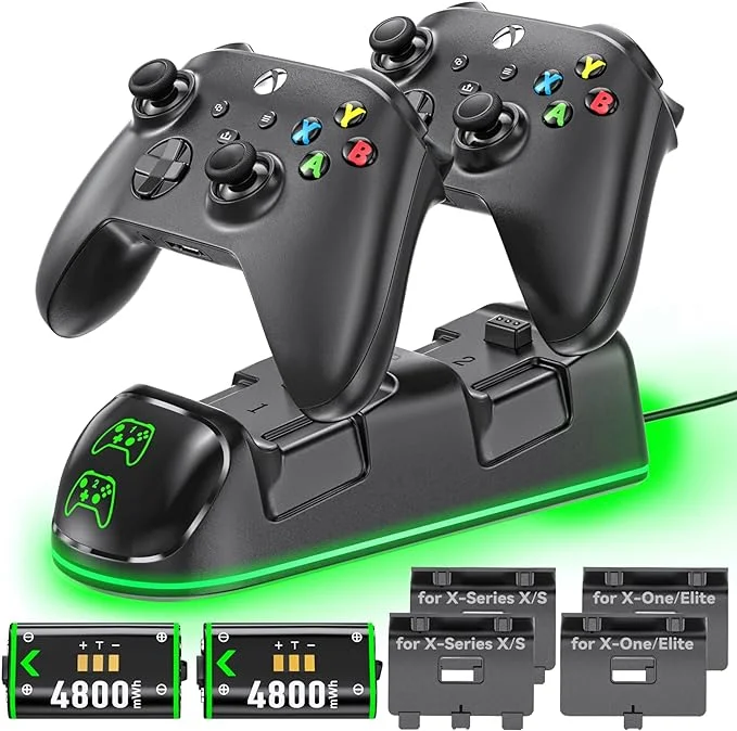 Polnilna postaja za kontroler Xbox, z dvema baterijama (2 x 2000 mAh) zadnjikos 1 Polnilna postaja za kontroler Xbox, z dvema baterijama (2 x 2000 mAh) - slika 1