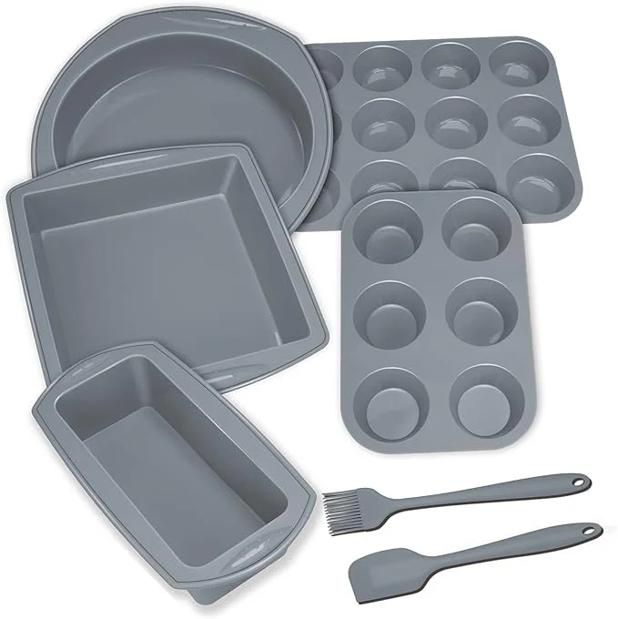 Aschef 12 x nelepljivi silikonski kalupi za peko zadnjikos 1 Aschef 12 x Nedrseči Silikonski Modeli za Peko, Sivi Set - slika 1