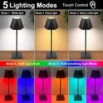 KERNOWO brezžična LED RGB namizna svetilka, črna - slika 4