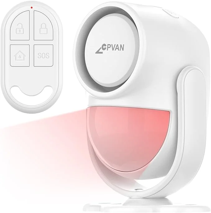 PIR Alarmni Senzor gibanja z daljinskim upravljalnikom bela CPVAN PIR Gibalni Senzor Alarm, 125dB Protivlomni Alarm - slika 1