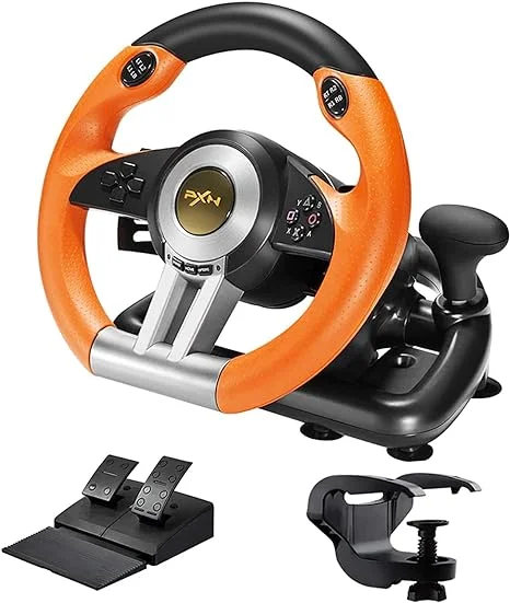 PXN V3II dirkalni volan s pedalom, 180-stopinjski1 PXN V3II Racing Volan z Pedali, 180° Obračanje, 6 v 1 za PC, PS4, Xbox, Switch - slika 1