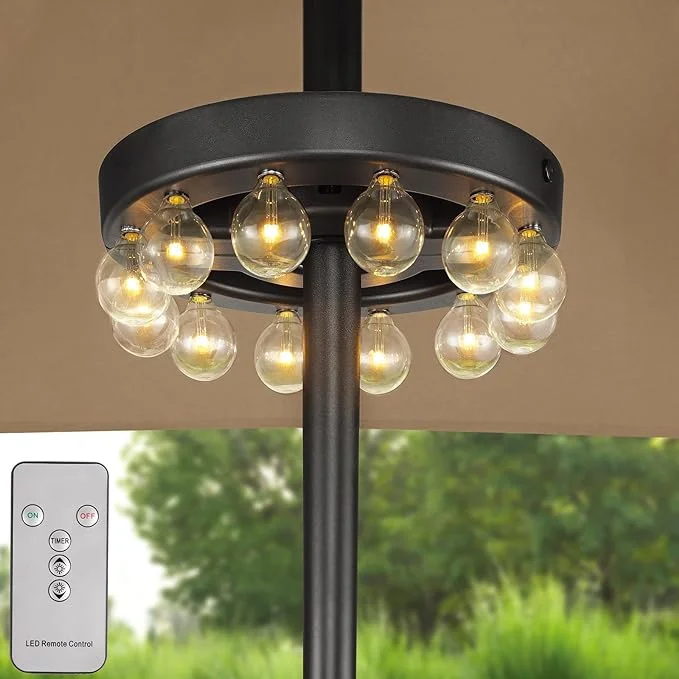 Tople LED žarnice za vrtni dežnik ali šotor za kampiranje zadnjikos 1 Parasol LED svetilka z daljinskim upravljalnikom, brezžična - slika 1