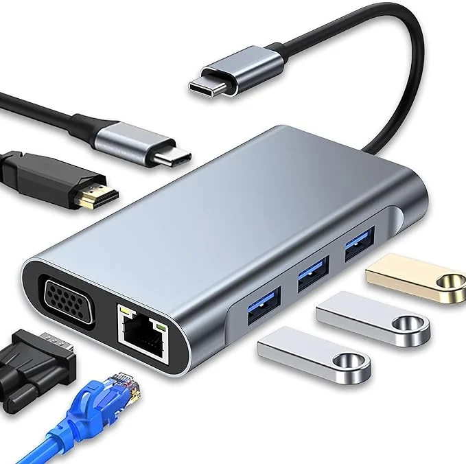 USB C Hub Multiport USB C Adapter 7 v 1 zadnjikos 1 USB C Hub Multiport USB C Adapter 7 v 1 - slika 1