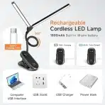 One Fire LED namizna svetilka s sponko, z dvema glavama - slika 4