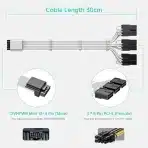 AsiaHorse PCIe 5.0 16AWG napajalni kabel za GPU, 30 cm, bel - slika 4