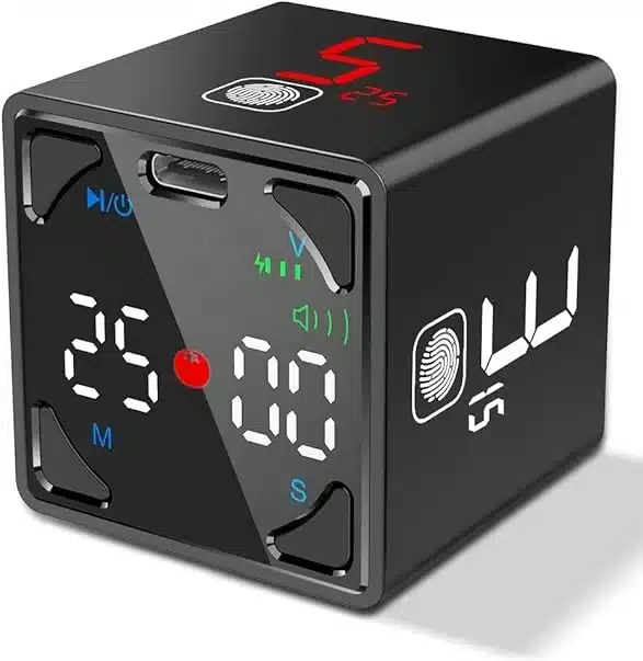 Pomodoro namizni časovnik za produktivnost zadnjikjos 1 crna TickTime Cube: Pameten časovnik za produktivnost in opravke - slika 1