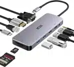ICZI USB C Docking Station, 11 v 1 s HDMI, VGA, PD, Ethernet