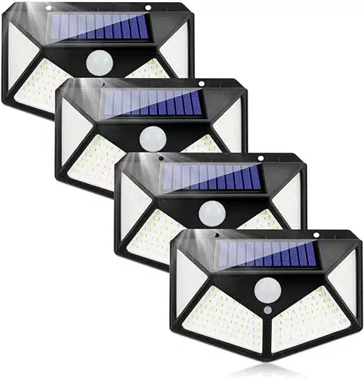 Zunanja solarna luč s senzorjem gibanja, 4 kosi 1 Eageen 100 LED solarni reflektorji 4 kosi z senzorjem - slika 1