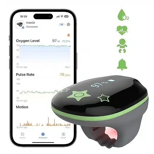61kRX7NsMZL._SX522_ ViATOM otroški pulzni oksimeter – Bluetooth merilnik kisika - slika 1