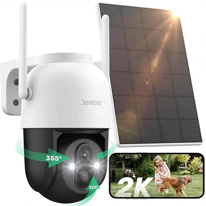 71dHbnpoeBL._AC_SX679_ JEEBER 2K solarna WiFi zunanja varnostna kamera, nočni vid - slika 1