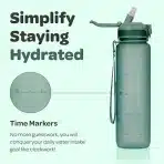 Hydroxy motivacijska steklenica za vodo, 1000 ml, s slamico in neopreno - slika 2