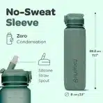 Hydroxy motivacijska steklenica za vodo, 1000 ml, s slamico in neopreno - slika 4