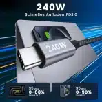 RAMPOW USB-C Kabel 240W, 2 kosa, Hitro Polnjenje in Prenos - slika 2