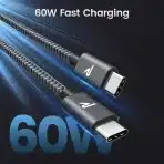 RAMPOW USB-C v USB-C Kabel 60W, Hitro Polnjenje, Prenos - slika 3