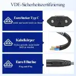 RIKSOIN 2-Pin Power Kabel (CEE 7/16 do C7), 1m, VDE Certifikat - slika 2