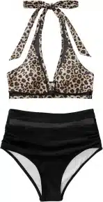FEOYA Ženske kopalke – Halter top in mrežasti dizajn - slika 4