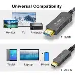 SOEYBAE USB 3.1 C to HDMI Optični Kabel, 4K @ 60Hz, 15M - slika 3