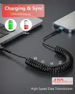 Spiralni USB C na Lightning Kabel za iPhone, 1m - slika 4