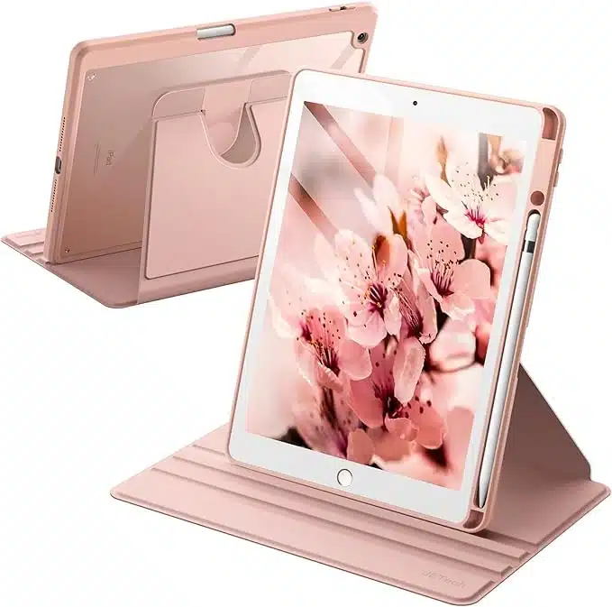 712NG5pwALL._AC_SX679_ JETech Rotirajoči Ovitek za iPad 9/8/7, 10.2" (Rose Gold) - slika 1