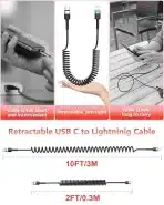 Spiralni USB C na Lightning Kabel za iPhone, 1m - slika 2