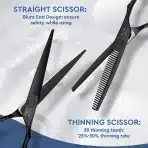 JASON profesionalne frizerske škarje – komplet za striženje in redčenje las - slika 3
