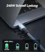 AGFINEST 240W USB4 kabel, 40Gbps, 8K@60Hz, 1 m, Thunderbolt 4 - slika 2