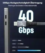 AGFINEST 240W USB4 kabel, 40Gbps, 8K@60Hz, 1 m, Thunderbolt 4 - slika 3