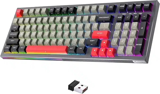 Brezžična gaming tipkovnica KEMOVE K98 - Srebrna stikala zadnjikos 1 KEMOVE K98 Brezžična Mehanska Gaming TipkovnicaRačunalništvo in - slika 1