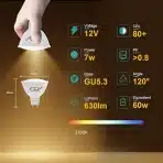 GY GU5.3 MR16 LED 7 W toplo bele žarnice, 6kosov - slika 2