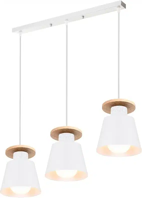 TOKIUS Vintage viseča luč, bela zadnjikos 1 TOKIUS Vintage 3-Bulb Viseča Svetilka, Retro Les & Kovina - slika 1