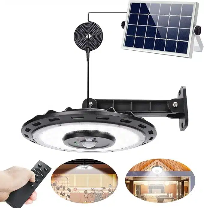 zadnjikos71Shm9CuBKL._AC_SX679_ Solarna svetilka z daljinskim upravljalnikom, 108 LED, 1200 lm - slika 1