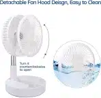 Primevolve baterijski ventilator, zložljiv, 4 hitrosti, bel - slika 2