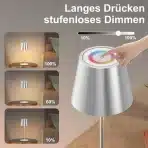 MALUX brezžična namizna svetilka, stoječa svetilka - srebrna - slika 6