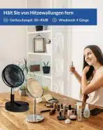 Primevolve baterijski ventilator, zložljiv, 4 hitrosti, črn - slika 4