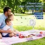 Primevolve baterijski ventilator, zložljiv, 4 hitrosti, bel - slika 3