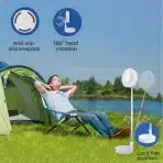 Primevolve baterijski ventilator, zložljiv, 4 hitrosti, bel - slika 4