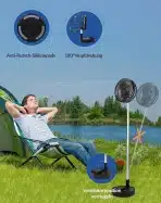 Primevolve baterijski ventilator, zložljiv, 4 hitrosti, črn - slika 2