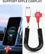 AICase 3-v-1 spiralni kabel, CarPlay, USB-C, Lightning, Micro-USB - slika 5