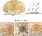 MiiR stropni ventilator z osvetlitvijo vintage ratan - slika 3