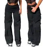 Nuofengkudu ženske raztegljive široke cargo hlače - slika 2