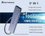 REXFYDIOUS 10 Gbps USB-C hub in razdelilnik s 4 vhodi in 100W polnjenjem - slika 2