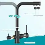 FORIOUS 3-v-1 Dvoročna kuhinjska pipa - črna - slika 5