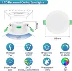 Alusso Lighting LED vgradni zatemnljiv reflektor 7 W - 6 kosov - slika 5