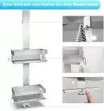 UULIOYER  Stilska viseča polica za tuš iz nerjavnega jekla - slika 2