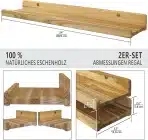 Wood Wedge – Set 2 ročno izdelanih lesenih polic za steno 60 cm - slika 3
