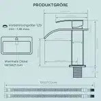 FORIOUS – Črna kopalniška armatura slapni izliv, enoročna mešalna pipa, višina 110 mm - slika 4