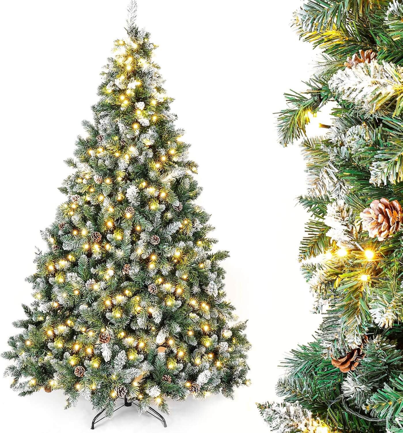 Featured image for 'YORBAY umetno božično drevo z LED-osvetlitvijo, snegom in borovimi storži - 180 cm' YORBAY umetno božično drevo z LED-osvetlitvijo, snegom in borovimi storži - 180 cm - slika 1